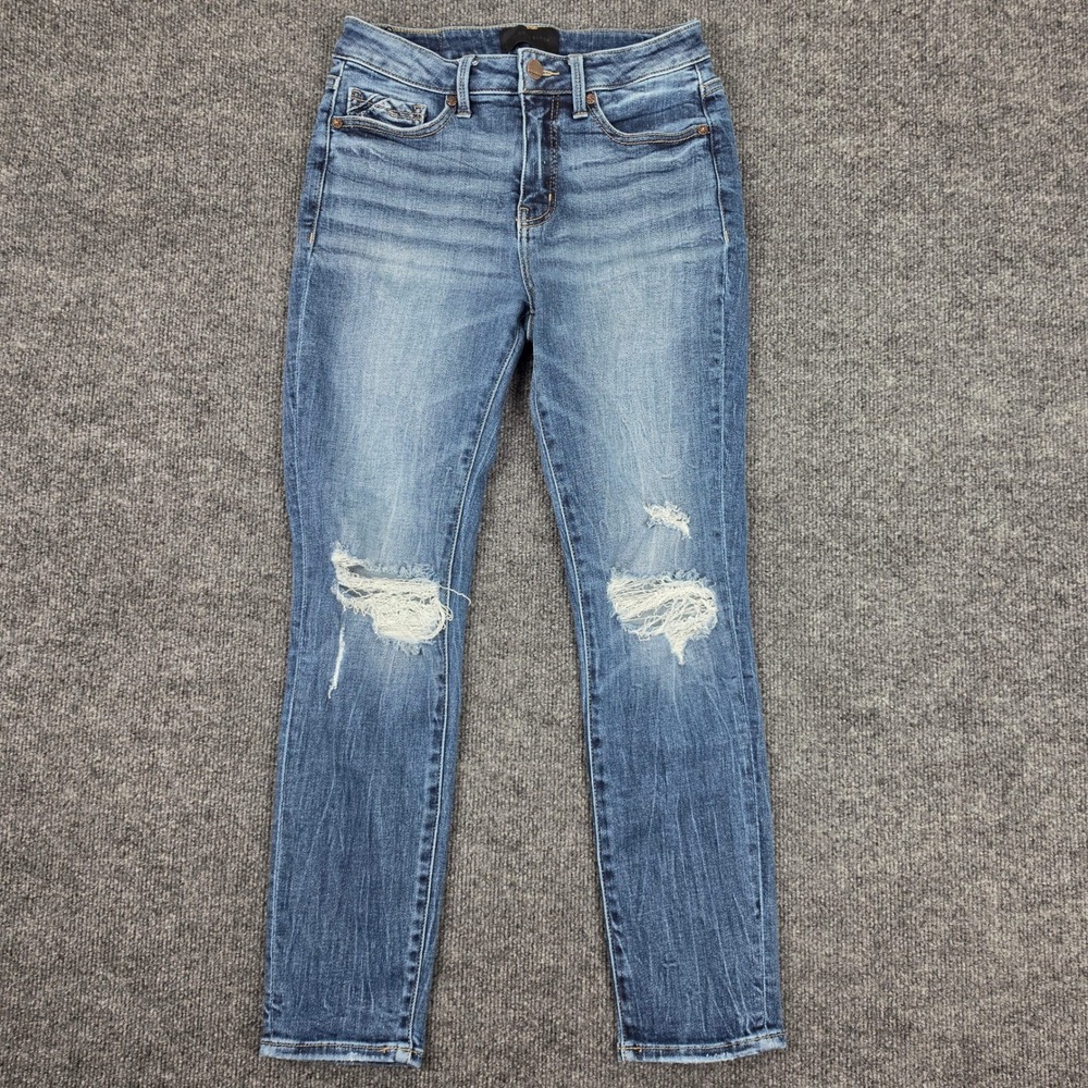 Buckle Black No 93 Ankle Skinny Jeans Women's 25 Med Wash Mid Rise Distressed